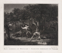 KG 15454
<br/>
Kwajongens in een boomgaard
<br/>
<em>Scott, Edmund (ca.1746-ca.1810)</em>